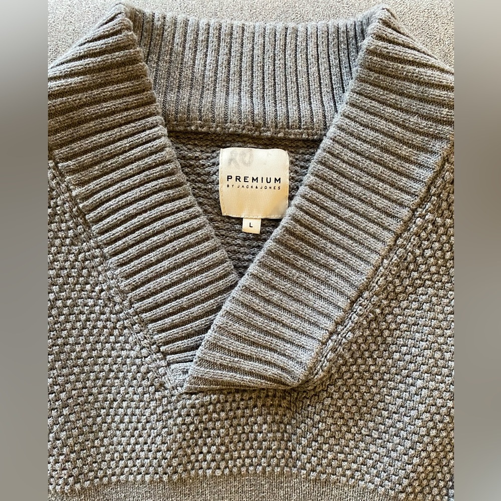 Jack and Jones Grey V Neck Sweater